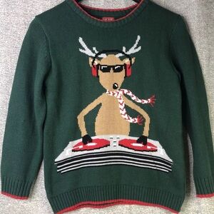 SKYR Christmas Moose DJ holiday sweater 14 16 L
